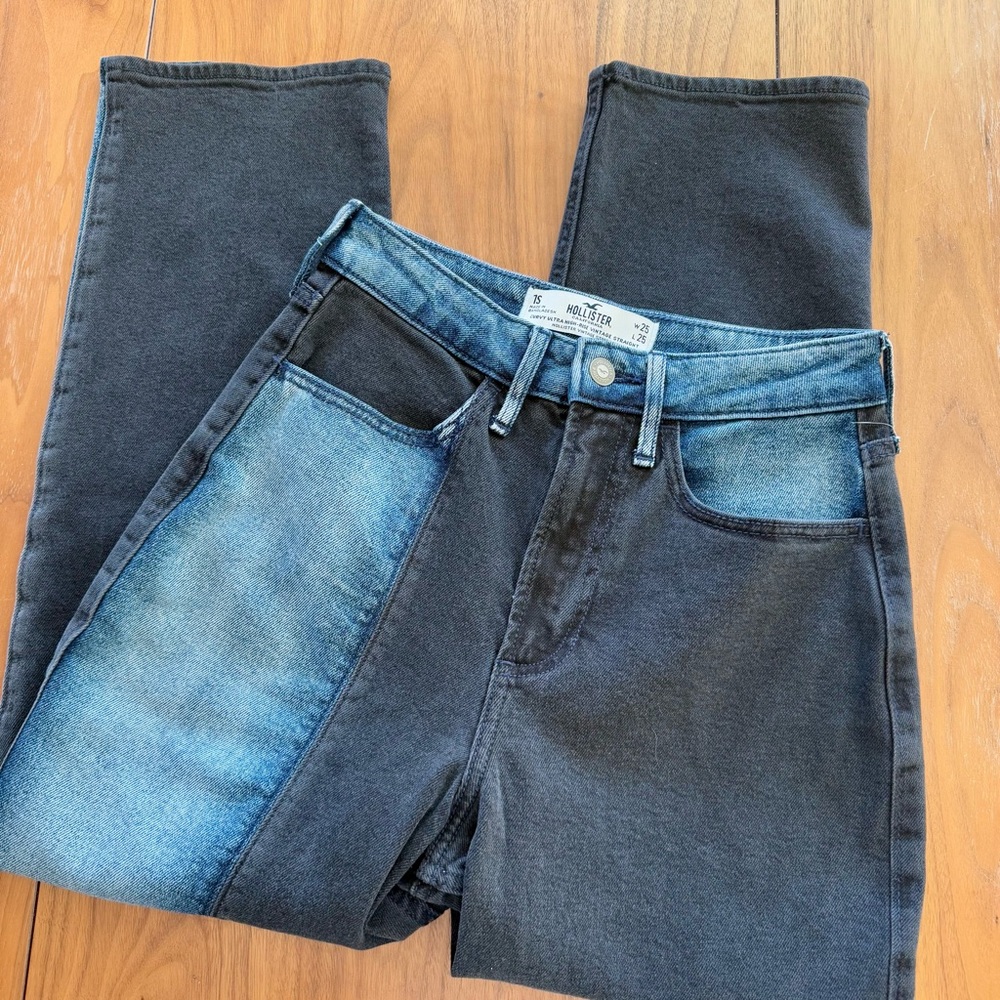 Hollister Curvy Ultra High Rise Vintage Straight Split Dye Jeans